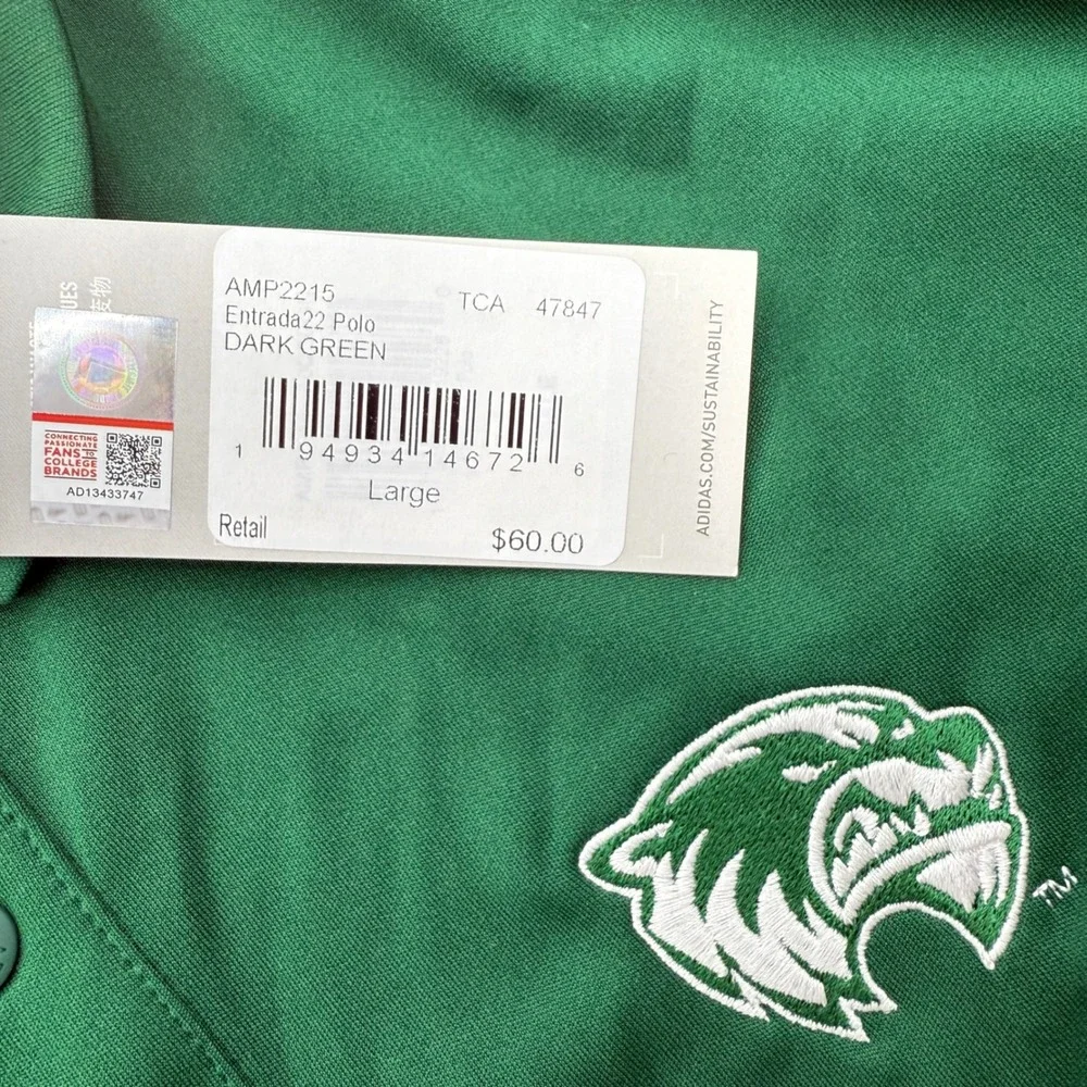 Adidas Entradas 22 Polo Shirt Mens L Large Utah Valley Green Performance Golf‎